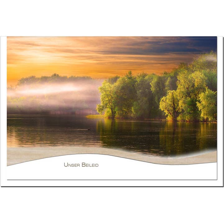 metALUm Carte de condoléances B6 – Matin au bord du lac avec décoration en bois – Nos condoléances pour la vente par metALUm
