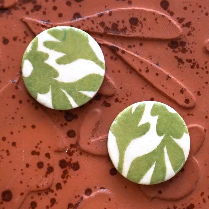 Catie Miller Ceramics - Wholesale Stud/Post Earrings - Green Daisy Stud Post Earrings - Wholesale0