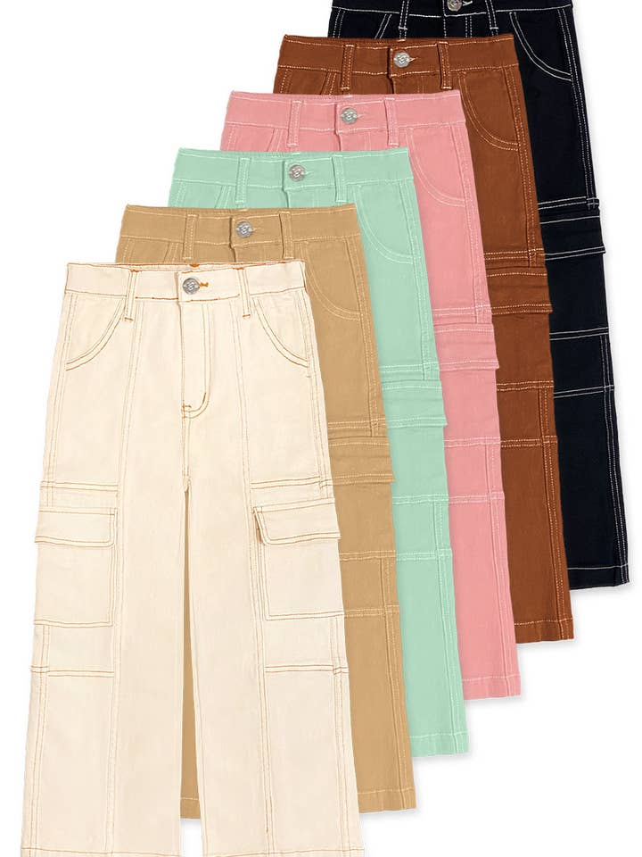 Pantalon cargo coloré pour filles BB-GCP-23-89155A pour la vente par BonnieBianca