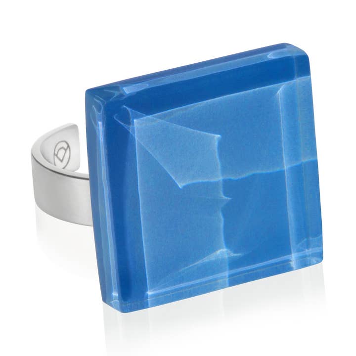 Statement ring met steen/azuurblauw/upcycling voor wholesale door ALEXASCHA