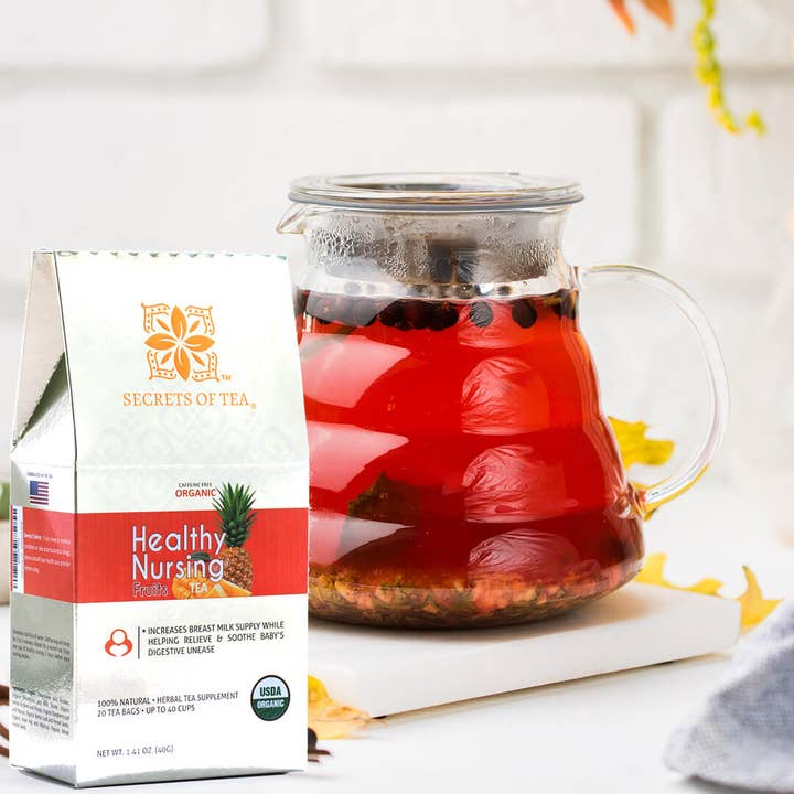 Secrets Of Tea - Wholesale Nursing Tea - Maternity - Healthy Nursing Fruits- USDA Organic Lactation Tea- 40Serv