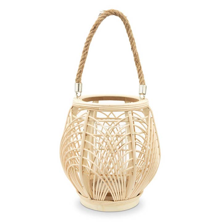 Weddingstar Inc. - Venta al por mayor Faroles - Farol colgante natural grande, ratán y cristal