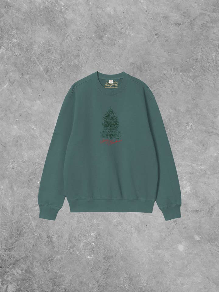 The Clandestine Underground - Vente Sweat-shirt à imprimés – unisexe - Arbre de Noël, Joyeux Noël Sweat-shirt en coton boxy des années 902