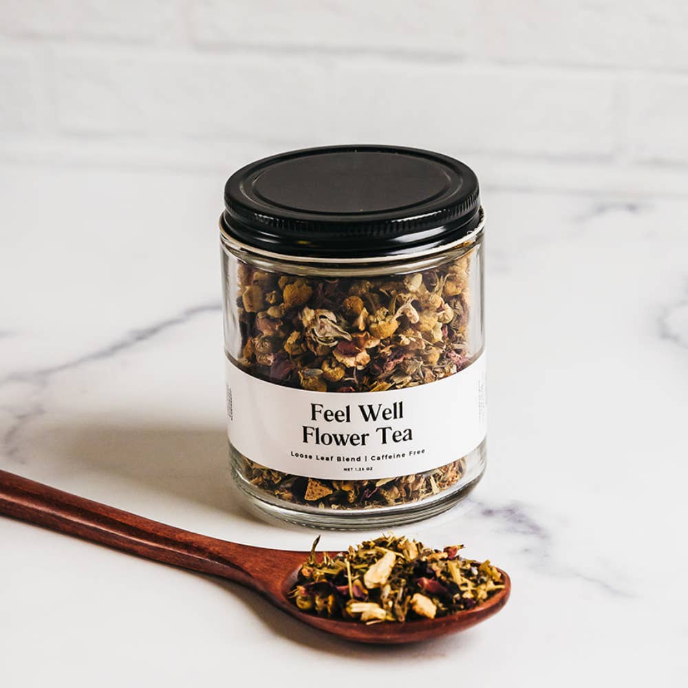 Giften Market - Wholesale Loose Tea - Feel Well Flower Tea - Loose Leaf Tea in Glass Jar - 1.25oz