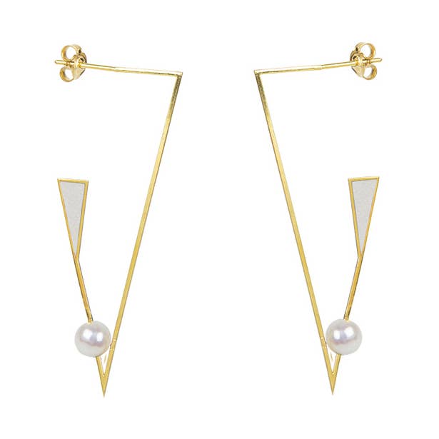 Schemata Oorbellen - Zilver, Email, Parel voor wholesale door Eleni Orfanou