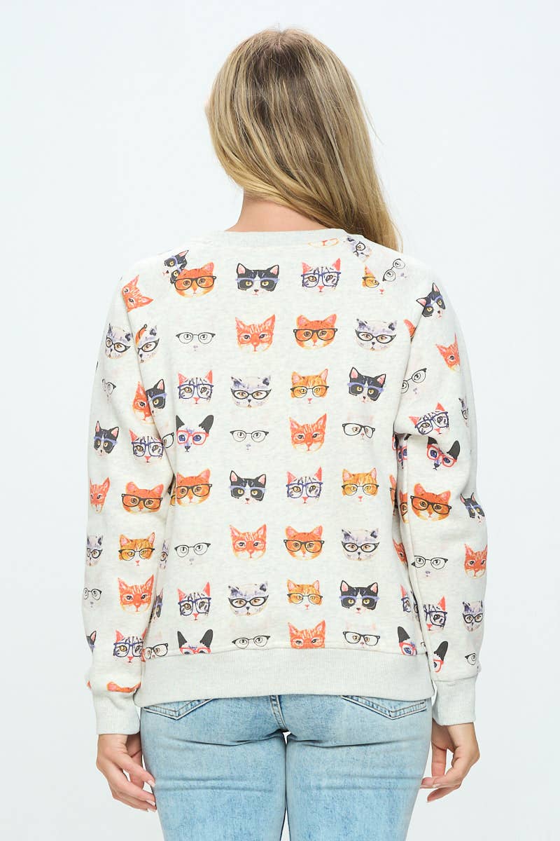 SM WARDROBE - Wholesale Sweatshirt - Women's - KITTY WITH GLASS SWEATSHIRT4