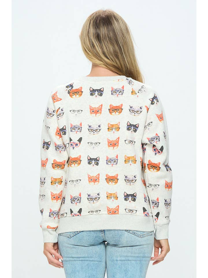 SM WARDROBE - Wholesale Sweatshirt - Women's - KITTY WITH GLASS SWEATSHIRT4