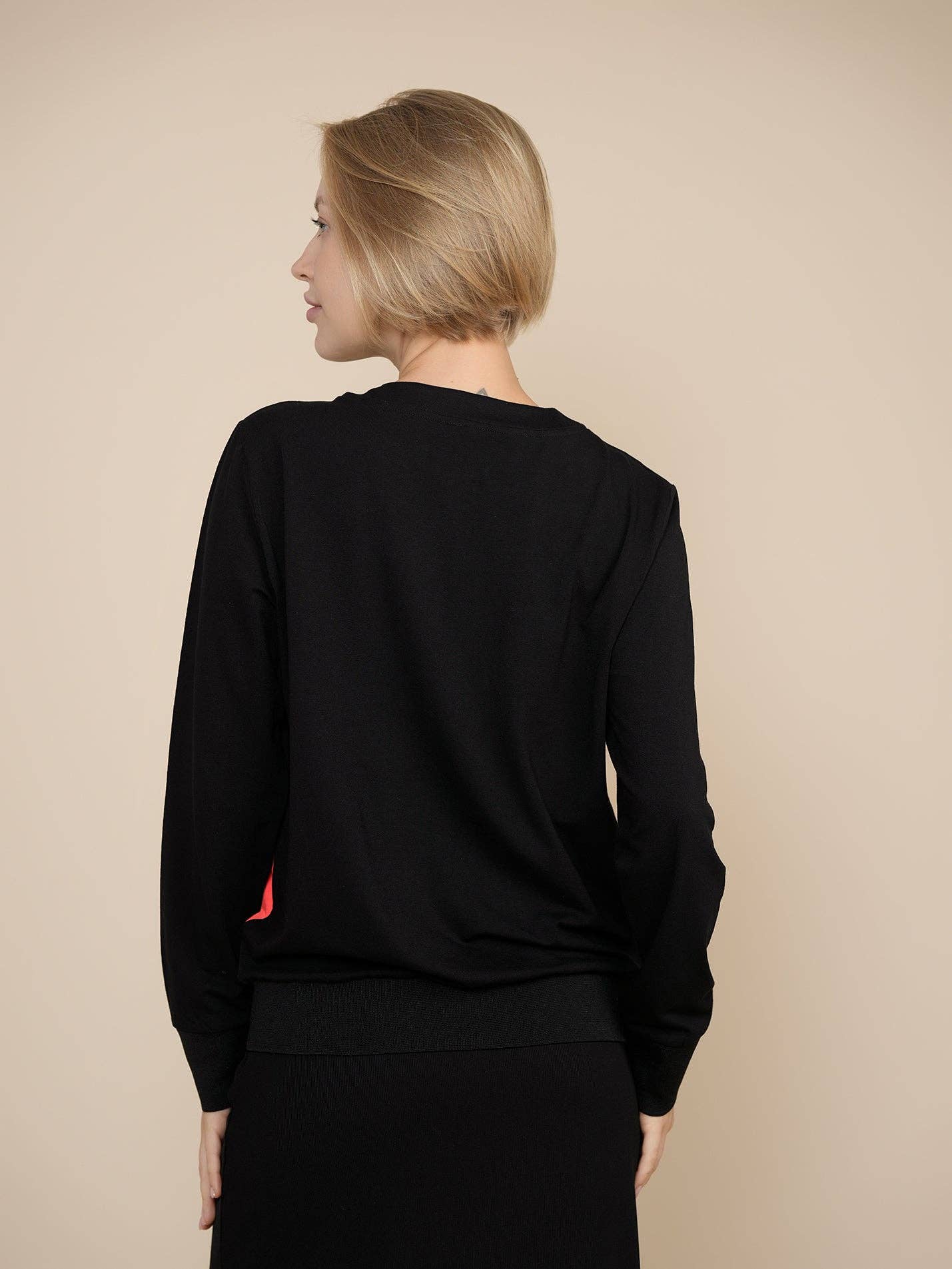 Ellwi Design - Wholesale Top & Skirt Set - Women's - Color Pop Sweater & A-line Skirt - Black2