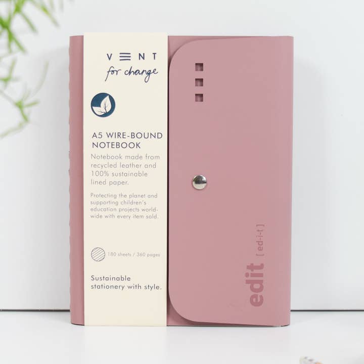 Folio spiralé en cuir recyclé A5 - EDIT Powder Pink pour la vente par VENT for Change