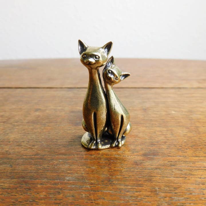 Small Brass RetroTwin Cats Figurine for wholesale by Superior Stones & Gifts INTL LLP