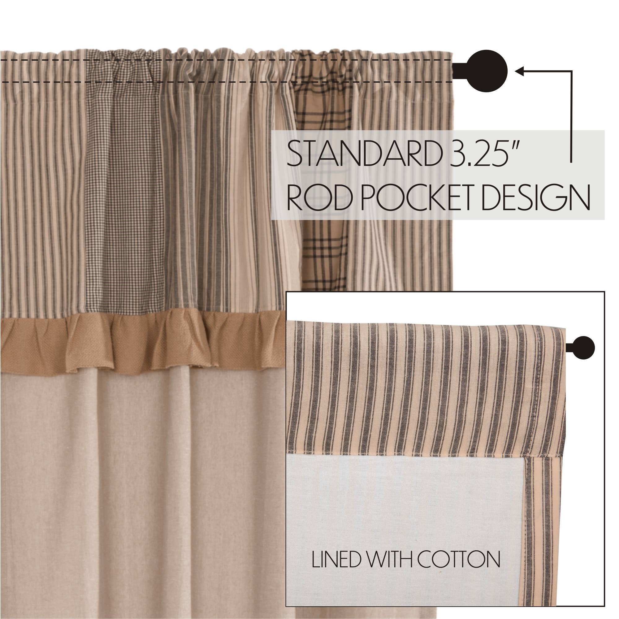 VHC Brands - Vente Rideaux - Panneau court uni en chambray charbon de Sawyer Mill avec3