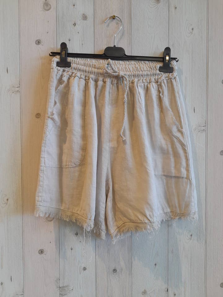 Linen & More - Vendita all'ingrosso Pantaloncini - Donna - REF 6261 PANTALONCINI IN LINO CON FRANGE E DUE TASCHE 100% LINO5