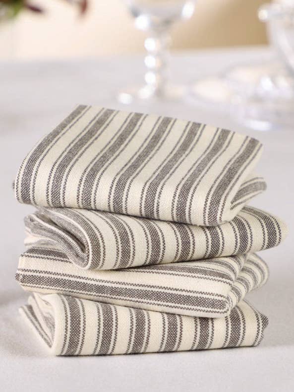 Set of 4 Grey Stripe Fabric Napkins for wholesale by Dibor