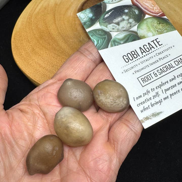 The 7 Directions - Wholesale Spiritual Stone/Crystal - 4 pc rare moving sand inclusion Gobi agate F8262