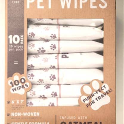 Core Home - Wholesale Pet Cleaning Supplies - Travel Packs of 10ct Pet Wipes In Kraft Paper Box - Oatmeal