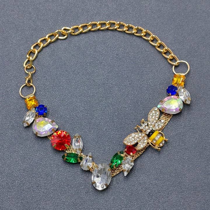 Collare per Animali Domestici Gatto & Cane con Catena Collegata in Vetro con Ape di Strass per la vendita all'ingrosso da parte di Mio Queena