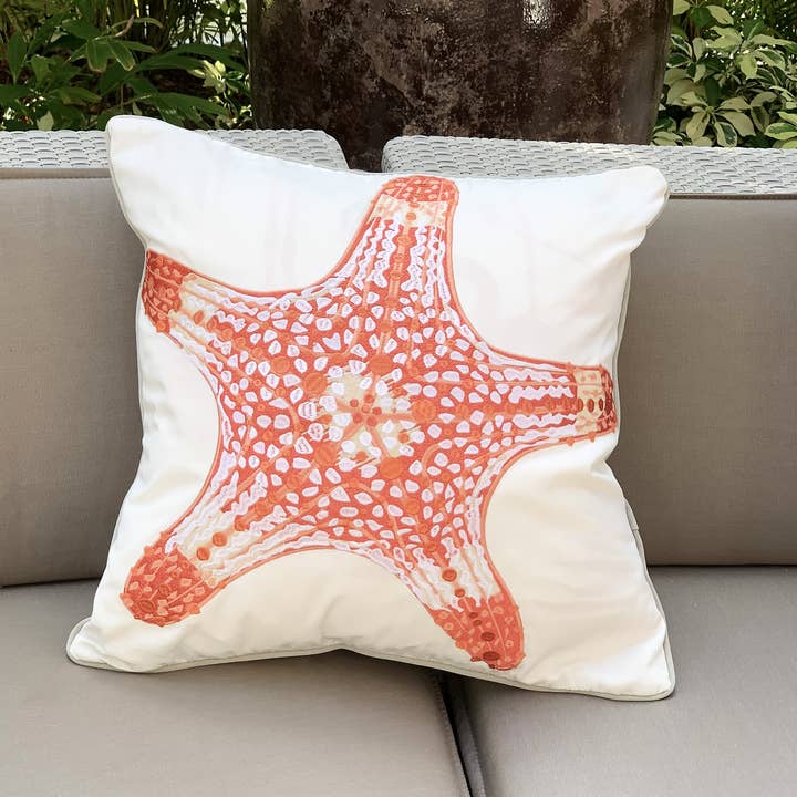 Rightside Design - Wholesale Throw/Decorative Pillow - Coral Starfish Indoor/Outdoor Throw Pillow1