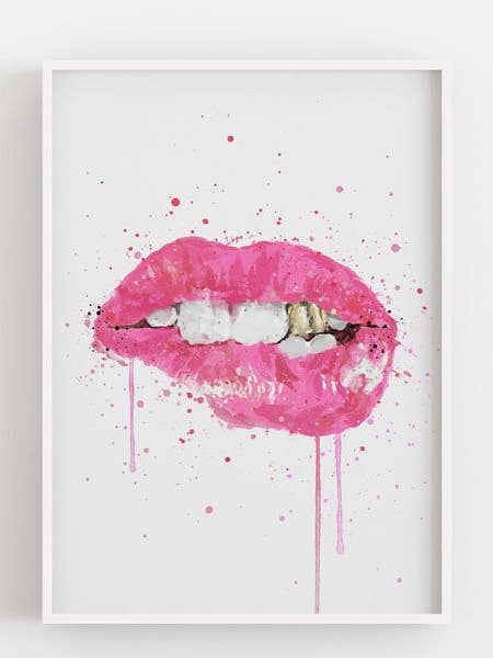 Pop Art Lips Wall Art Print 'Hot Pink' voor wholesale door We Love Prints