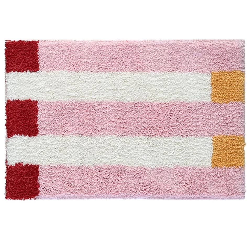 INSPECIAL HOME - Wholesale Bath Mat - Ultra Soft Whimsical Dopamine Stripe Bath Rug, Absorbent Mat2