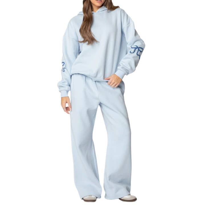 SALINA TRADING INC - Wholesale Lounge Set - Women's - Trendy Casual Long Sleeve Loose Hoodie & Wide Leg Pants Set2