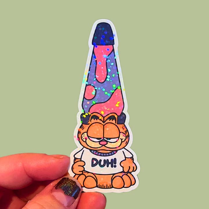 Sarkastisk lavalampa kattklistermärke | Retro nostalgisk 80-tals orange rolig duh serietidning 90-tal för wholesale av Faebelle Haven