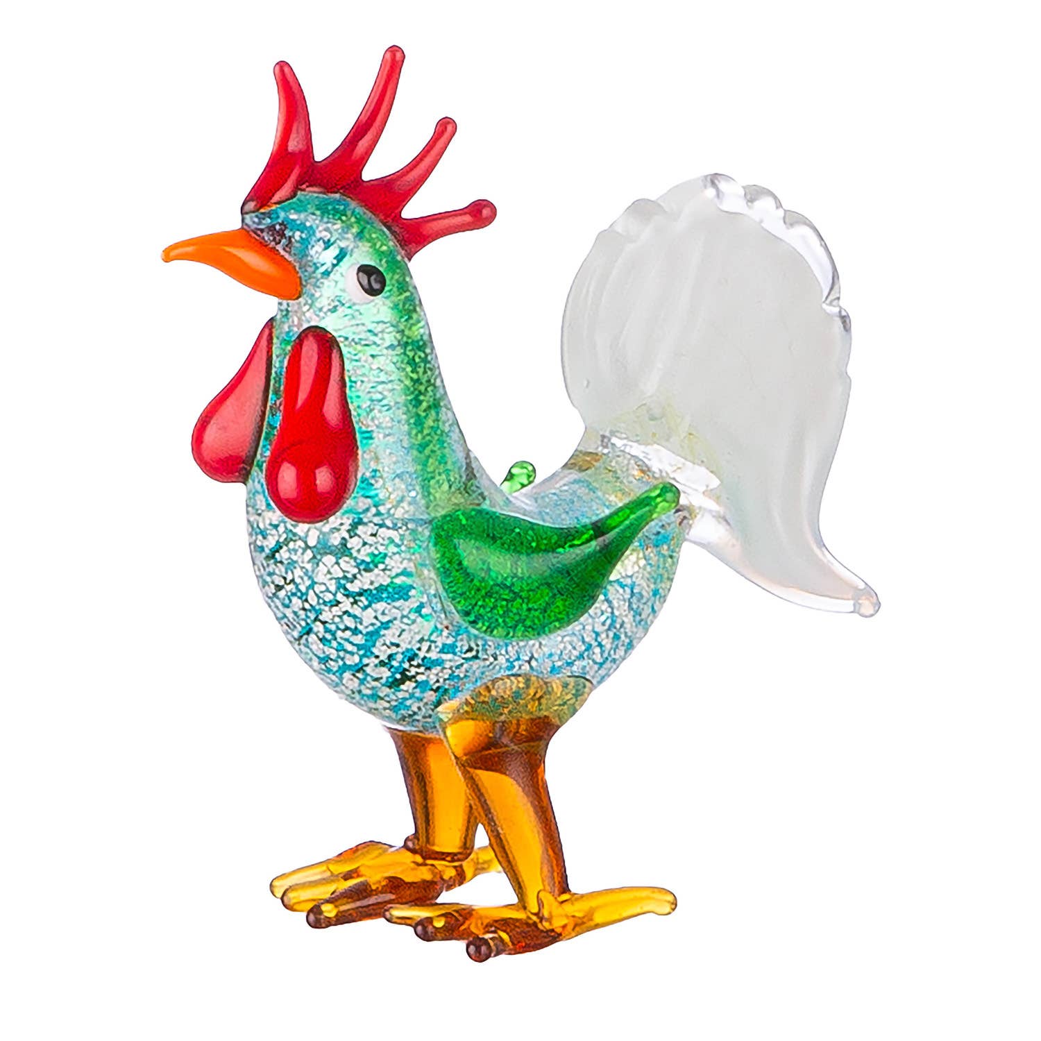 Gilde Handwerk Macrander GmbH & Co. KG - Vente Figurine décorative - Figurine en verre coq Hector H. 7,5 cm - Lot de 3 assortis2