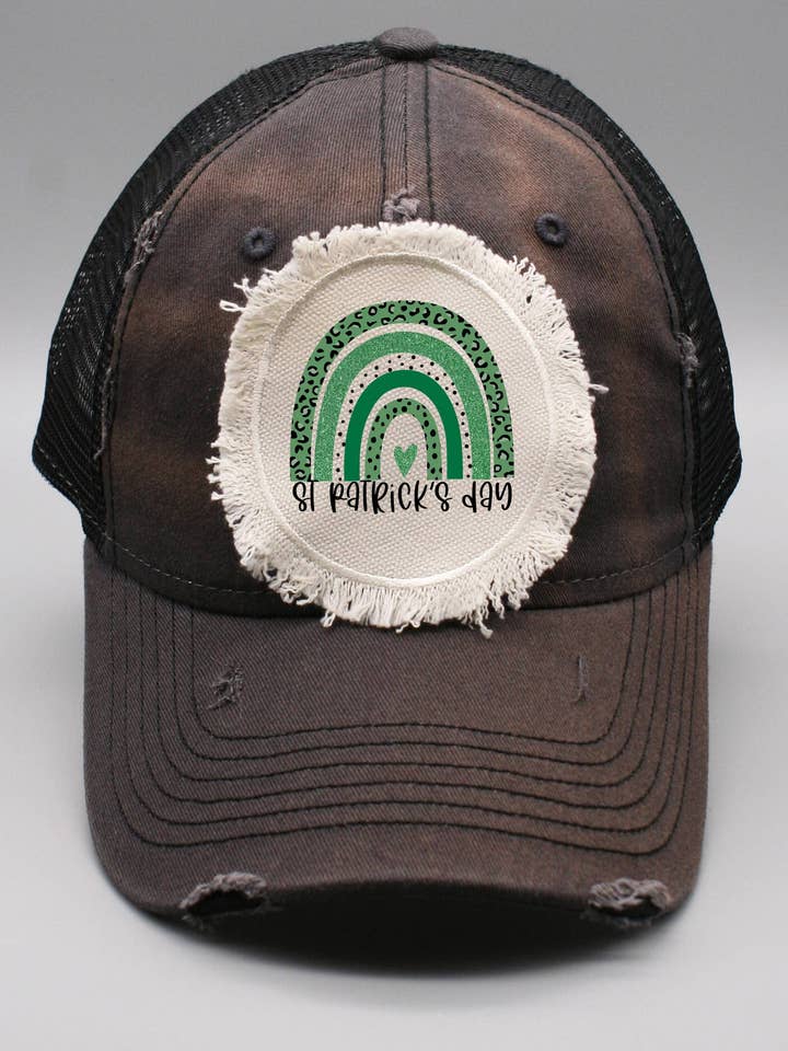 St Patrick's Day Rainbow Trucker Hat 15422 for wholesale by Cali Boutique Wholesale