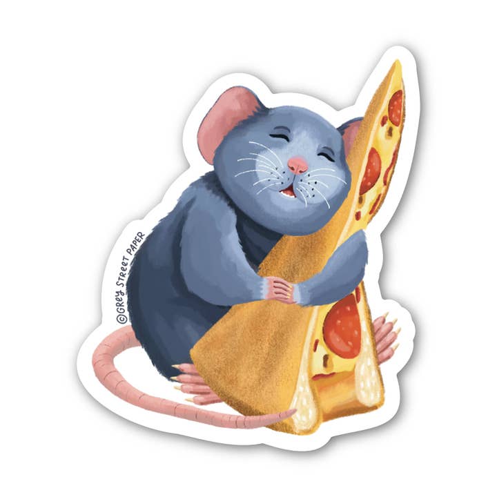 Autocollant Vinyle Rat Pizza pour la vente par Grey Street Paper