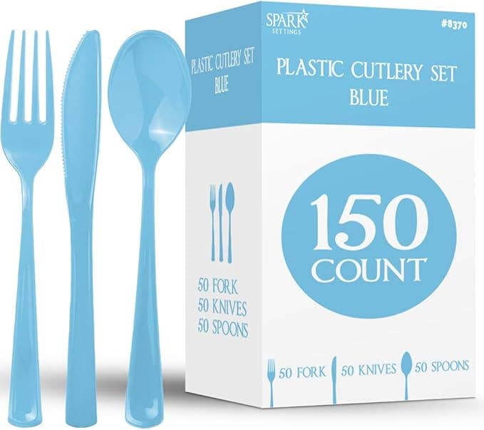enday – wholesale Engångsgaffel – 150 plastbestick engångsartiklar 50 skedar 50 gafflar 50 knivar1