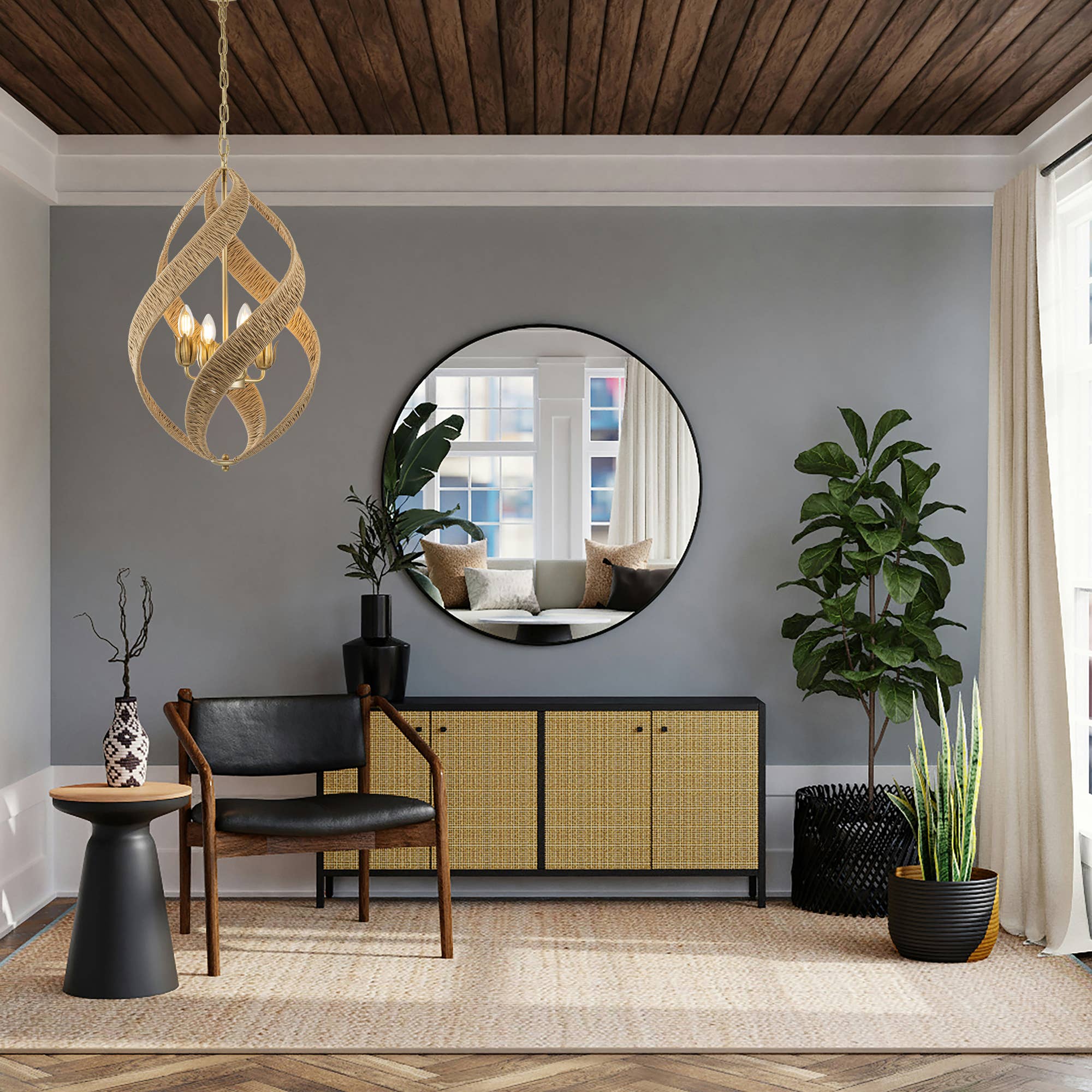 ELE Light & Decor - Wholesale Chandelier/Hanging Light - Elin 4-Light Contemporary Rattan Chandelier5