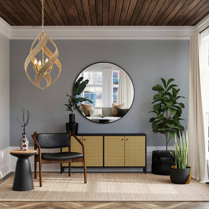 ELE Light & Decor - Wholesale Chandelier/Hanging Light - Elin 4-Light Contemporary Rattan Chandelier5