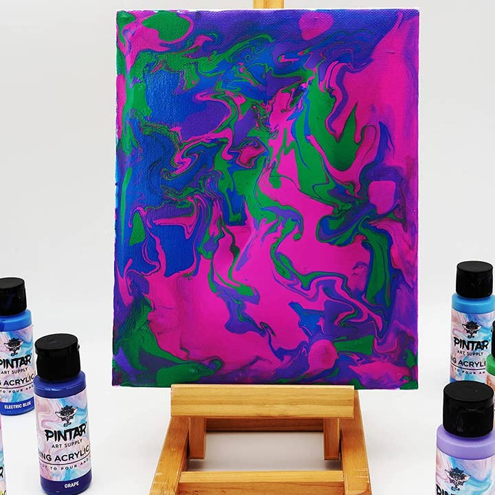 Pintar Art Supply – Großhandel Acrylfarbe – Pintar Art Supply Acryl Pouring Farben, Set mit 20 Farben | Fließfähige, leicht zu gießende Acrylfarbe | Vorgefertigte, wasserbasierte Bastelfarbe, 60 ml Flaschen, Vielfalt aus 20 Farben3