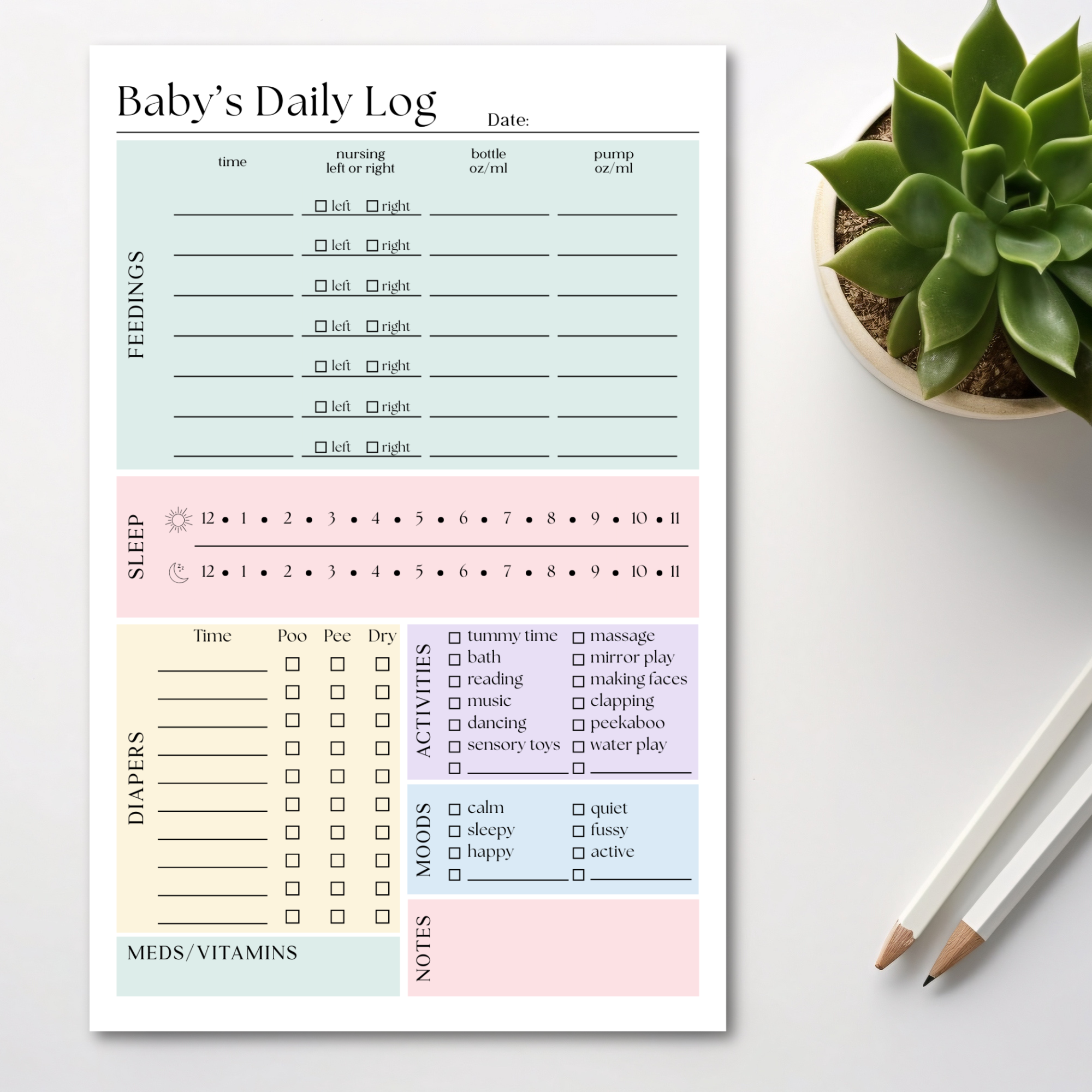 Eleventh and Taylor - Vendita all'ingrosso Bloc notes - Registro giornaliero per neonati e bambini: blocco note da 50 pagine5