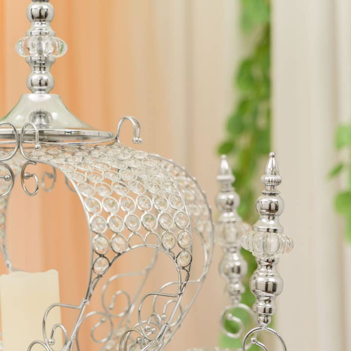 Crystal Beaded Pumpkin Carriage Centerpiece - Silver for wholesale on Faire