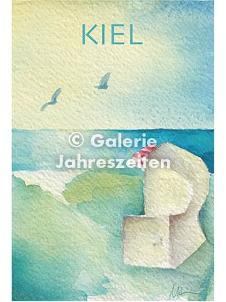 Kiel Strandkorb Klappkarte für den Großhandel von Karen Utermann Galerie Jahreszeiten