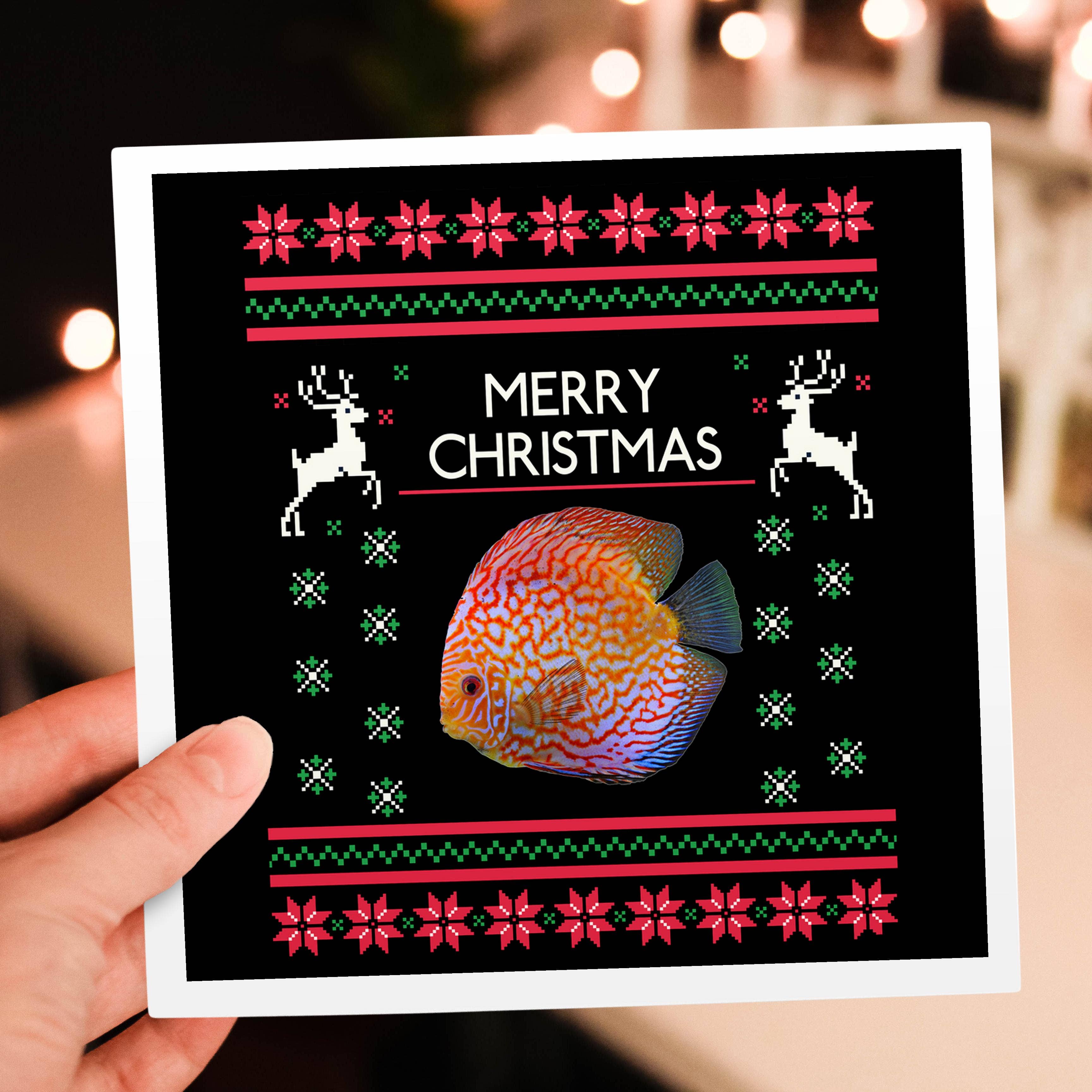 3dRose - Wholesale Everyday Greeting Card - 3dRose, Merry Christmas Xmas and Snowflake with Discus Fish, Greeting Card5