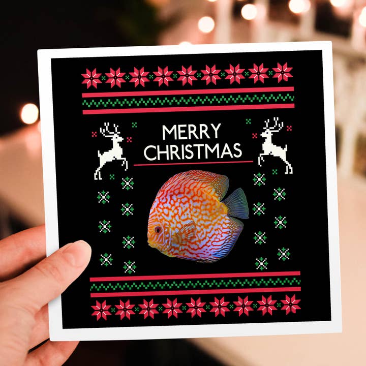 3dRose - Wholesale Everyday Greeting Card - 3dRose, Merry Christmas Xmas and Snowflake with Discus Fish, Greeting Card5