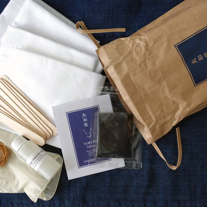 Curious Corners - Wholesale DIY Craft Kit - Yamato Indigo Shibori Kit (Bandana + Tenugui)