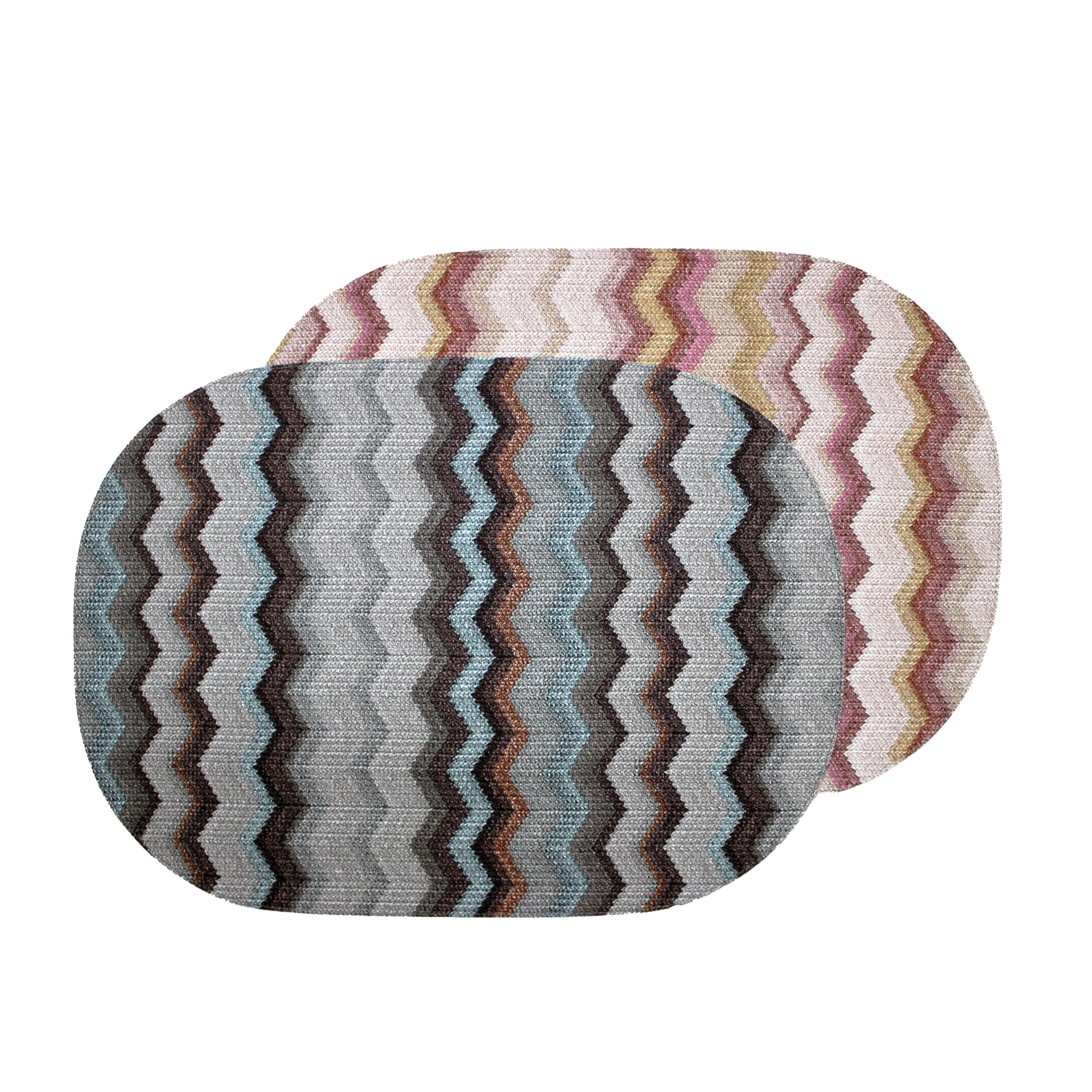 Signature Home Collection GmbH - Wholesale Placemat - Set of 6 oval synthetic leather zigzag grey blue pink placemat8