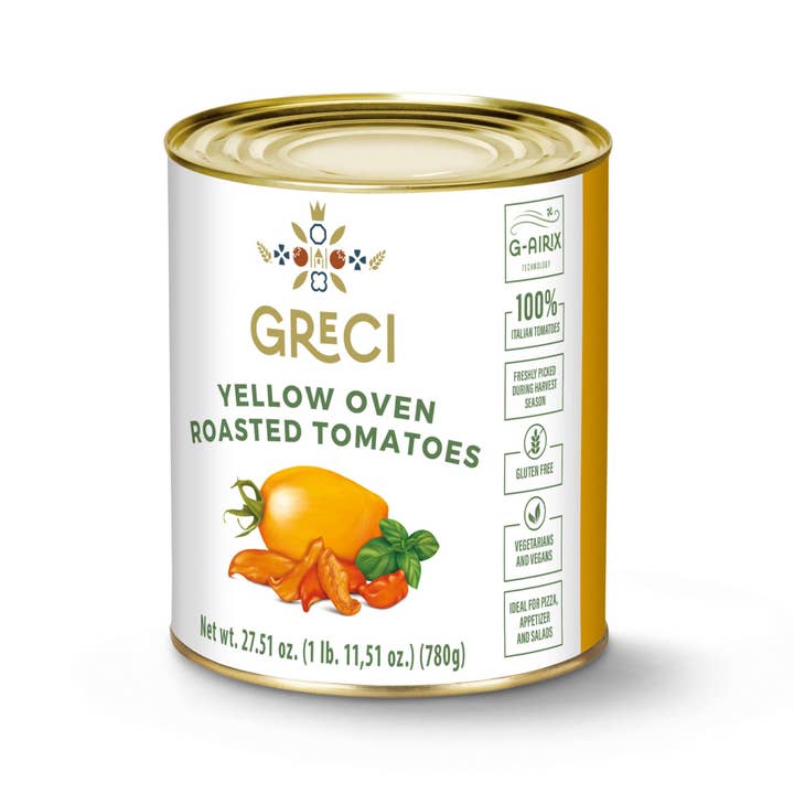 Greci, Yellow Oven Roasted Tomatoes in Oil (780g/27.51oz) for wholesale by Ciao Imports