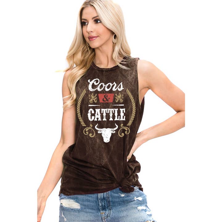 HRTandLUV - Wholesale Tank Top - Women's - COORS CATTLE GRAPHIC TANK TOP