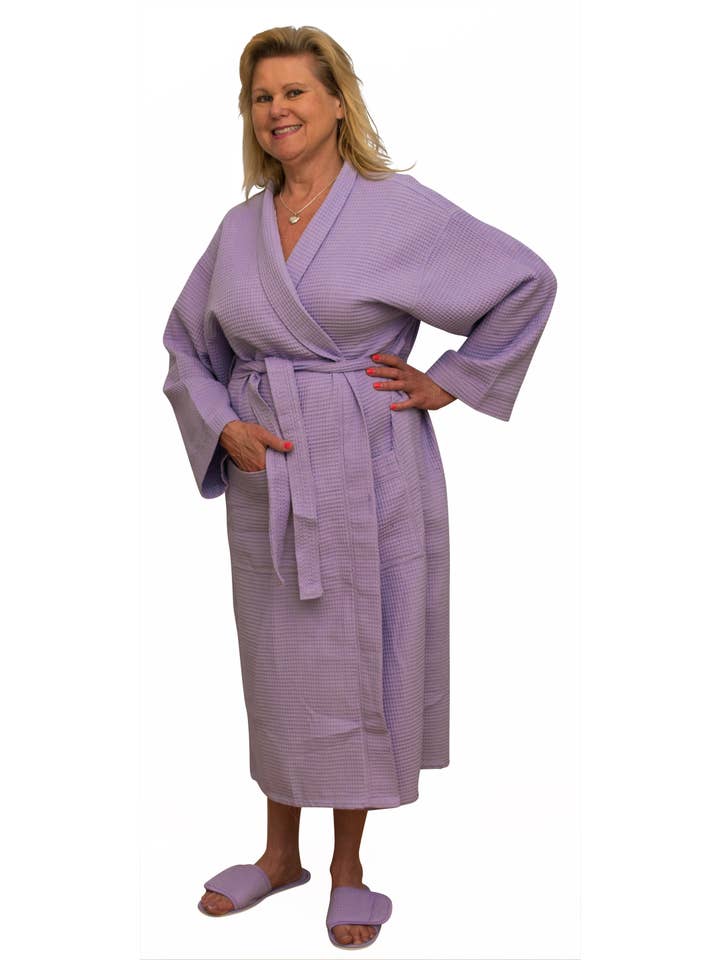 Alan Pendergrass Robes - Wholesale Robe - Unisex - Kimono Cotton/ Waffle Robe, 48", One Size Fits Most4