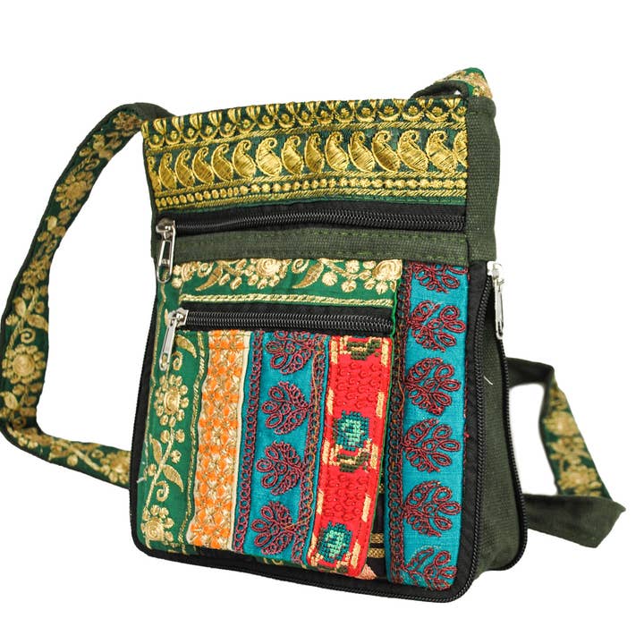Zumki - Wholesale Crossbody Bag - Women's - Sage Embroidered Crossbody Bag5