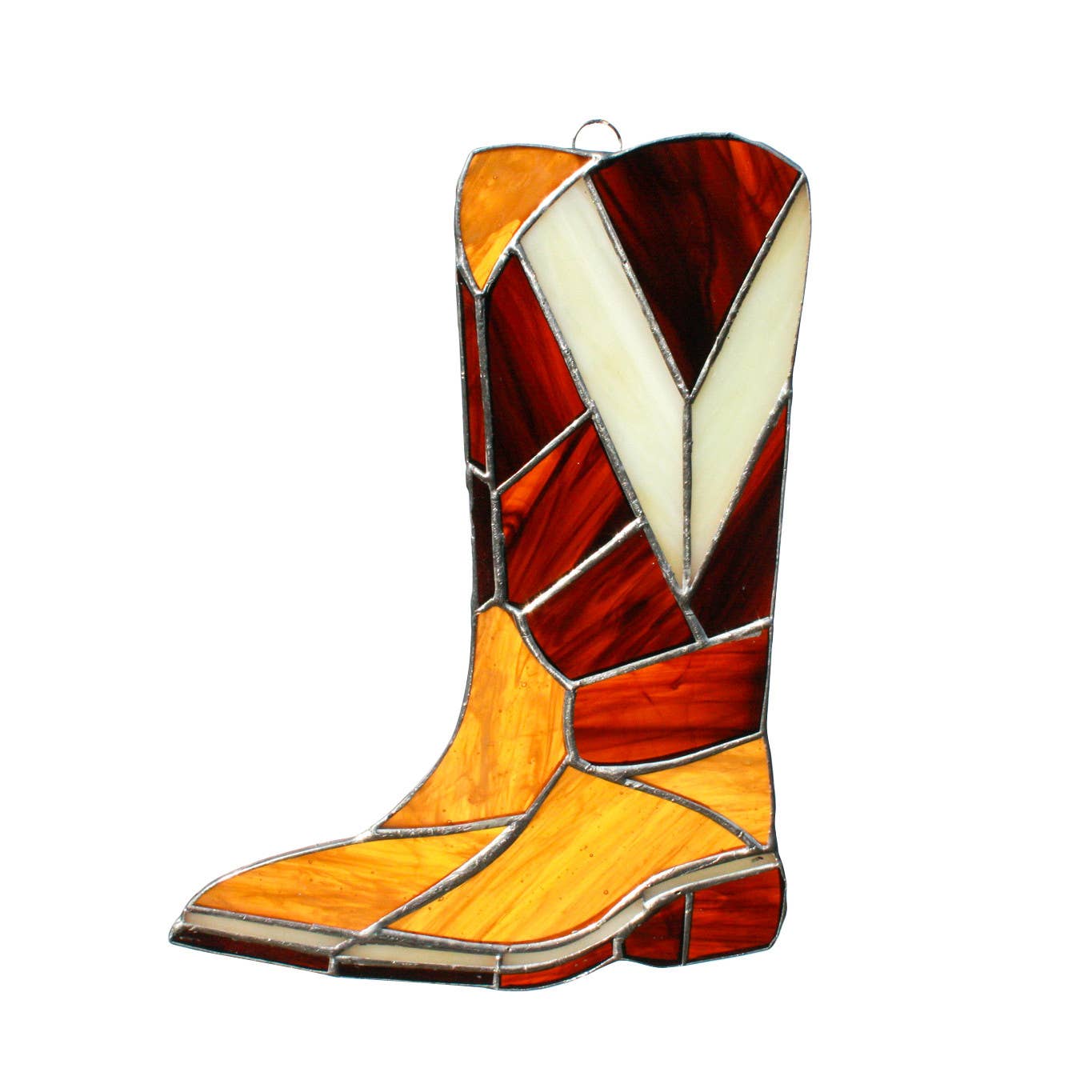 DGE Distribution - Wholesale Stained Glass Panel - Cowboy Boot Stained Glass Suncatcher 8" × 6" – Western Decor0