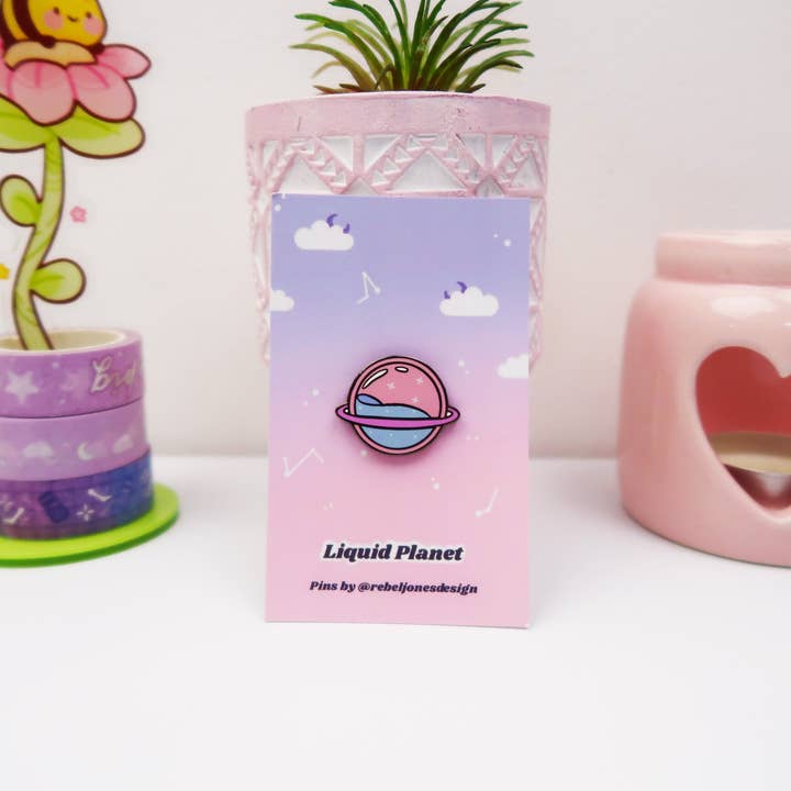 RebelJones - Wholesale Lapel Pin/Button - Liquid Planet, Mini Pin