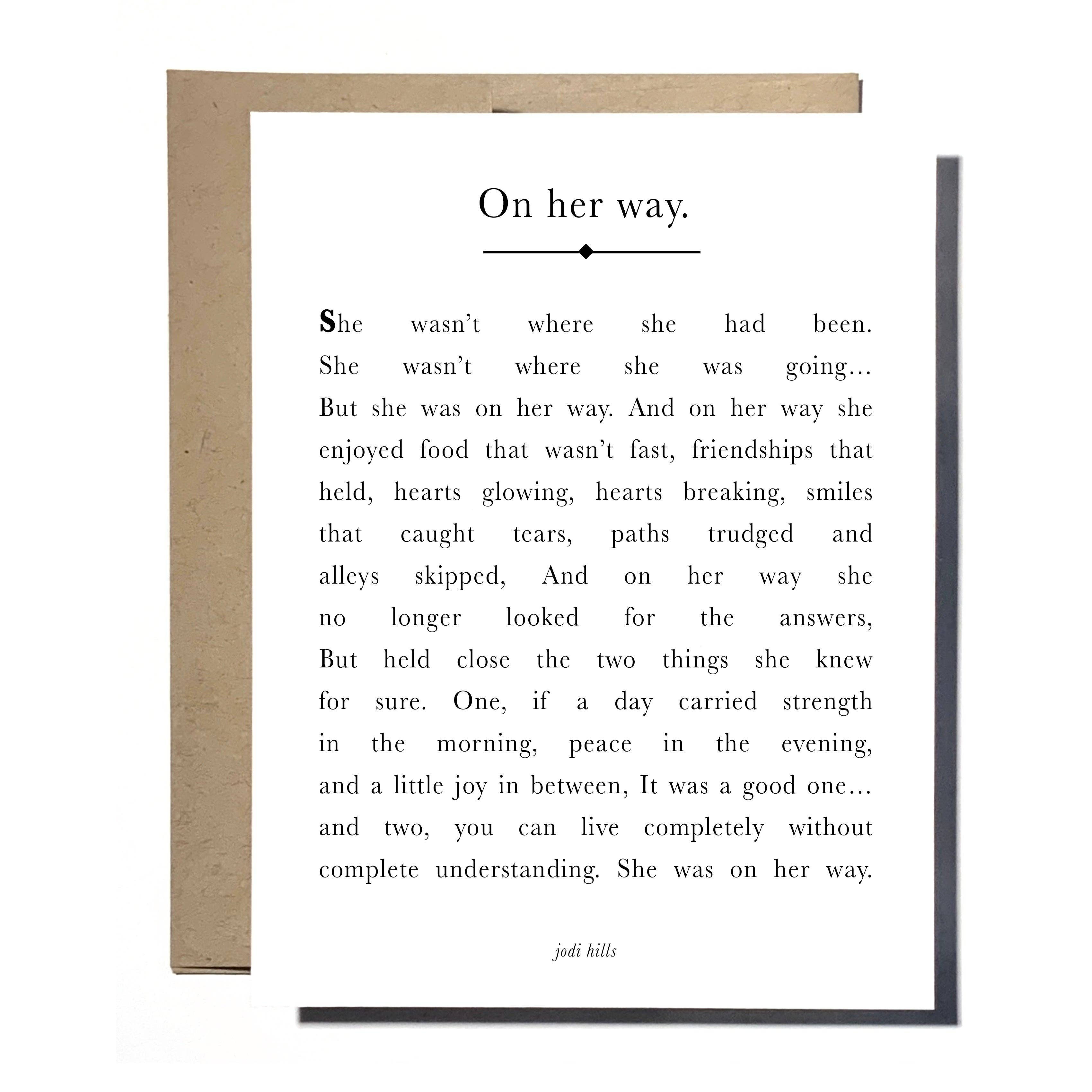 Studio J by Jodi Hills - Wholesale Everyday Greeting Card - on her way long ⎮ Words Greeting Card0