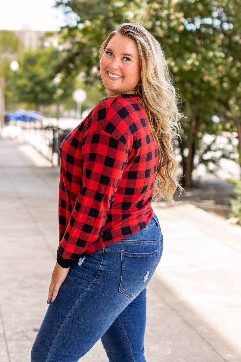 RED Plaid With Me Long Sleeves T-Shirt, Buffalo Plaid for wholesale on Faire2