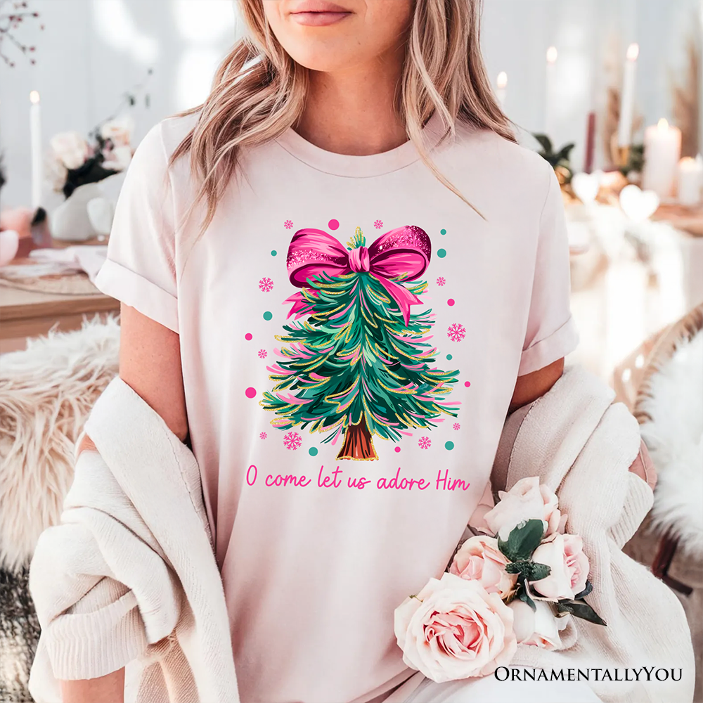 OrnamentallyYou - Vente T-shirt sérigraphié – femme - T-shirt nœud coquet arbre de Noël pailleté6