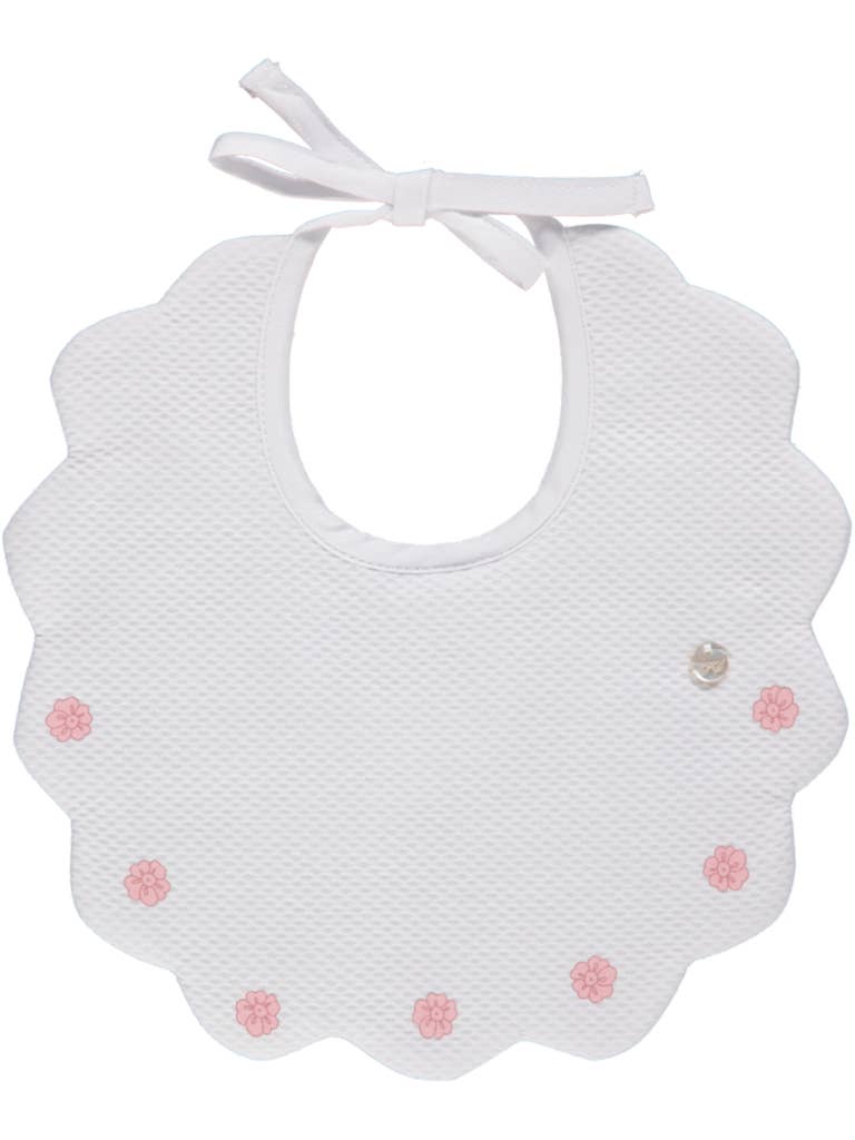 Piccola Speranza - Wholesale Bib – Baby - White bib with floral details.