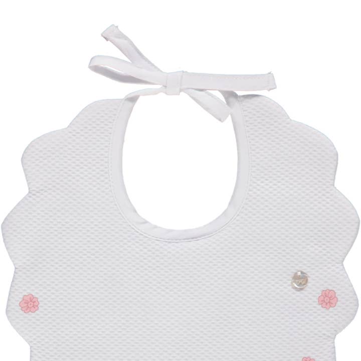 Piccola Speranza - Wholesale Bib – Baby - White bib with floral details.0